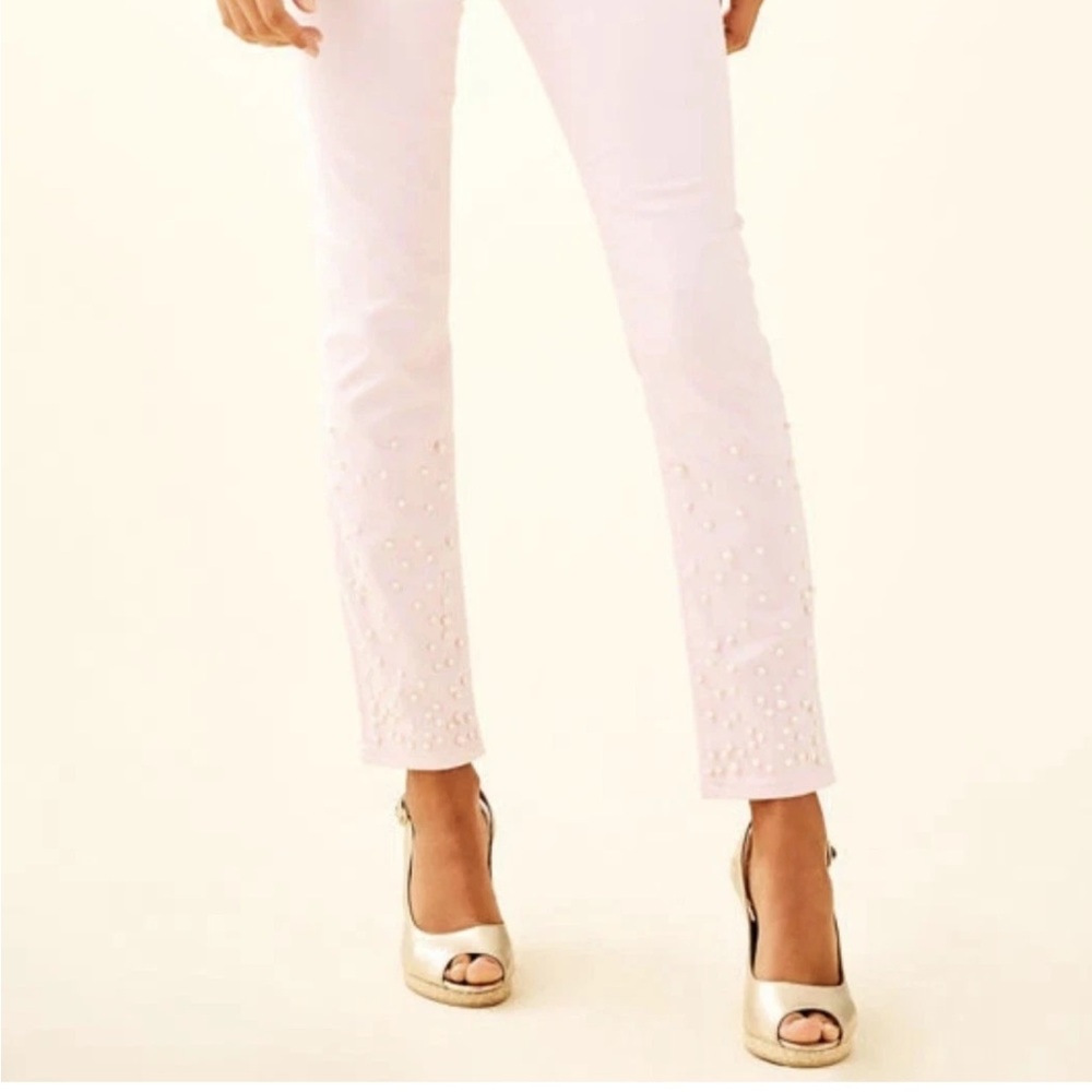 Lilly Pulitzer white Worth Skinny Custom Embellishment Pearls Resort White Size